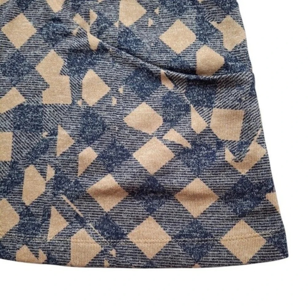 Attitudes by Renee Top Womens M‎ L Blue Beige Casknit Plaid Cozy Shacket Jacket